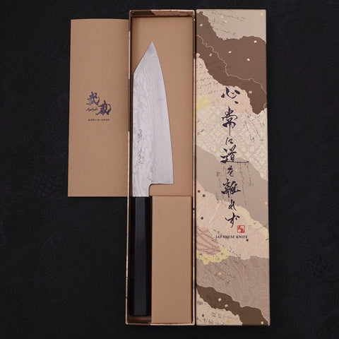 Bunka Silver Steel #3 Nickel Damascus Buffalo Ebony Handle 170mm-[Musashi]-[Japanese-Kitchen-Knives]