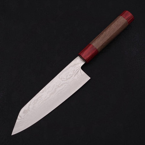 Bunka Silver Steel #3 Nickel Damascus Walnut Red Handle 170mm-[Musashi]-[Japanese-Kitchen-Knives]