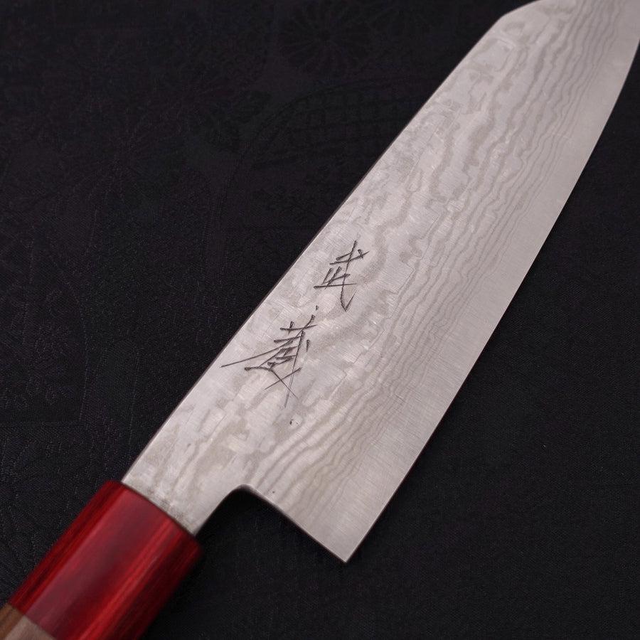 Bunka Silver Steel #3 Nickel Damascus Walnut Red Handle 170mm-[Musashi]-[Japanese-Kitchen-Knives]