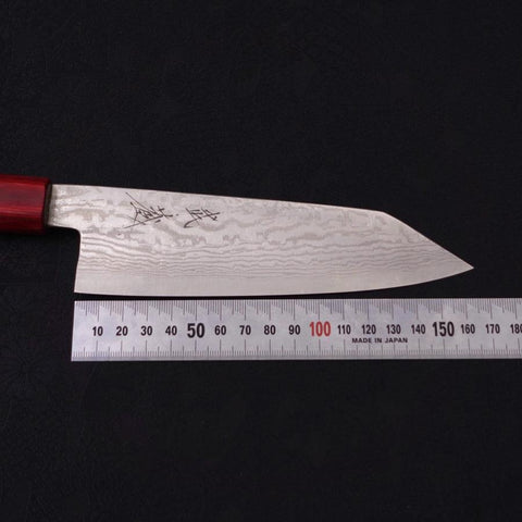 Bunka Silver Steel #3 Nickel Damascus Walnut Red Handle 170mm-[Musashi]-[Japanese-Kitchen-Knives]