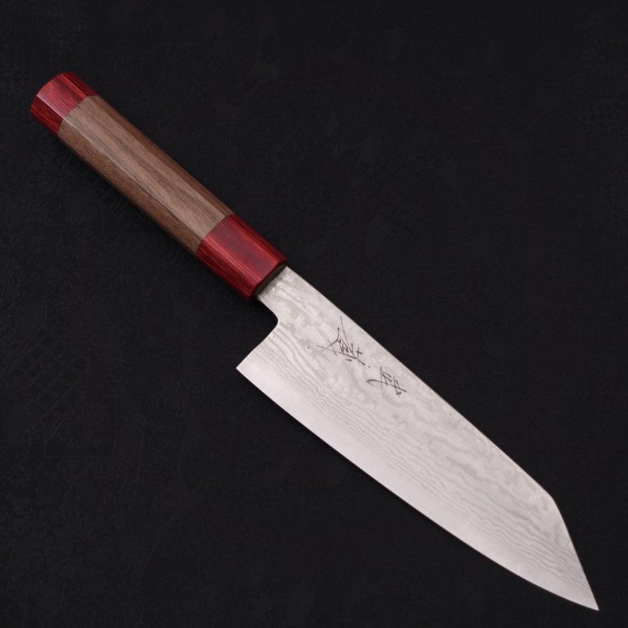 Bunka Silver Steel #3 Nickel Damascus Walnut Red Handle 170mm-[Musashi]-[Japanese-Kitchen-Knives]
