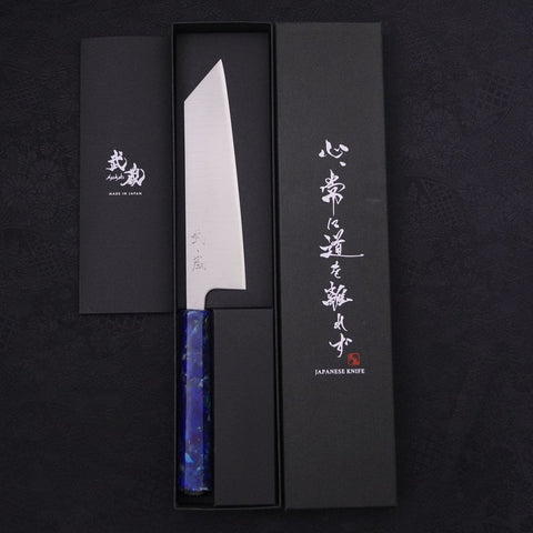 Bunka Silver Steel #3 Polished Ocean Blue Handle 170mm (6.7”)-[Musashi]-[Japanese-Kitchen-Knives]