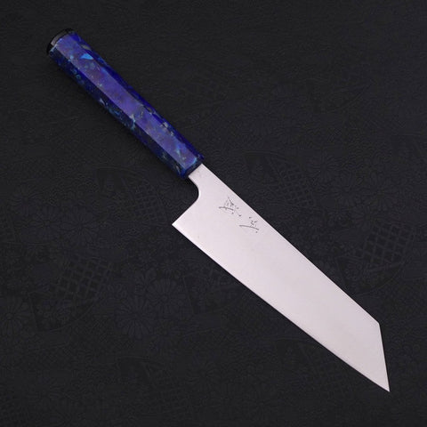 Bunka Silver Steel #3 Polished Ocean Blue Handle 170mm (6.7”)-[Musashi]-[Japanese-Kitchen-Knives]