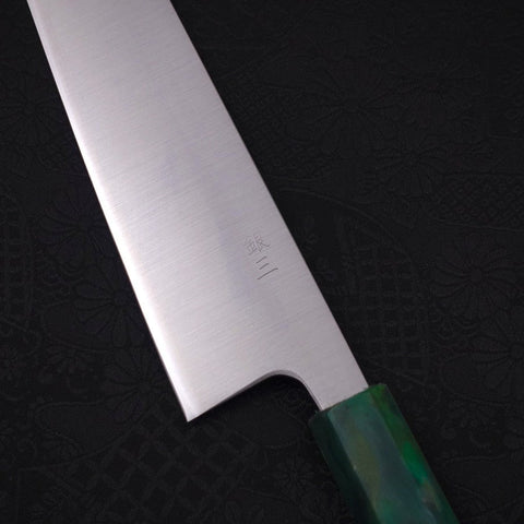 Bunka Silver Steel #3 Polished Ocean Green Handle 170mm (6.7”)-[Musashi]-[Japanese-Kitchen-Knives]