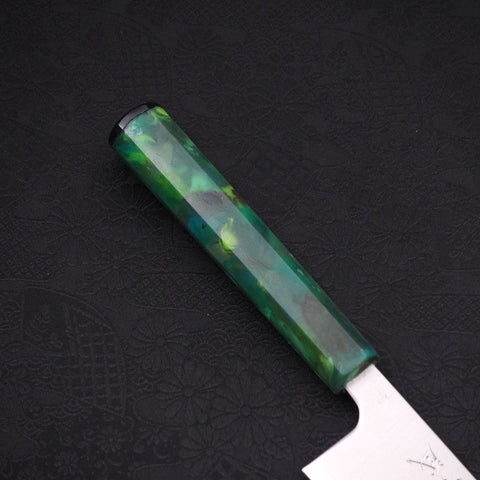 Bunka Silver Steel #3 Polished Ocean Green Handle 170mm (6.7”)-[Musashi]-[Japanese-Kitchen-Knives]