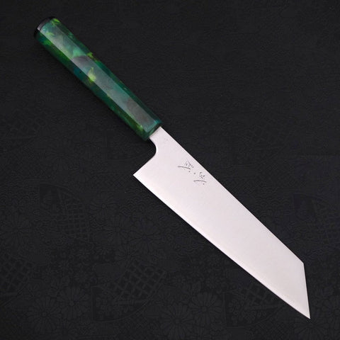 Bunka Silver Steel #3 Polished Ocean Green Handle 170mm (6.7”)-[Musashi]-[Japanese-Kitchen-Knives]
