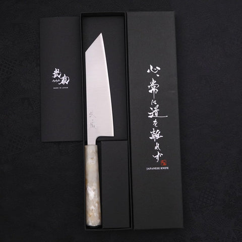 Bunka Silver Steel #3 Polished Ocean White Handle 170mm (6.7”)-[Musashi]-[Japanese-Kitchen-Knives]