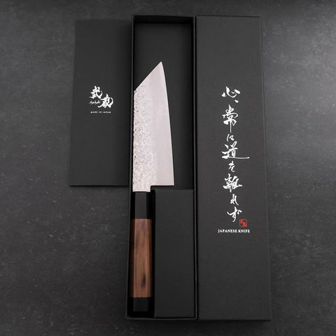 Bunka Silver Steel #3 Tsuchime Damascus Walnut Handle 150mm-[Musashi]-[Japanese-Kitchen-Knives]