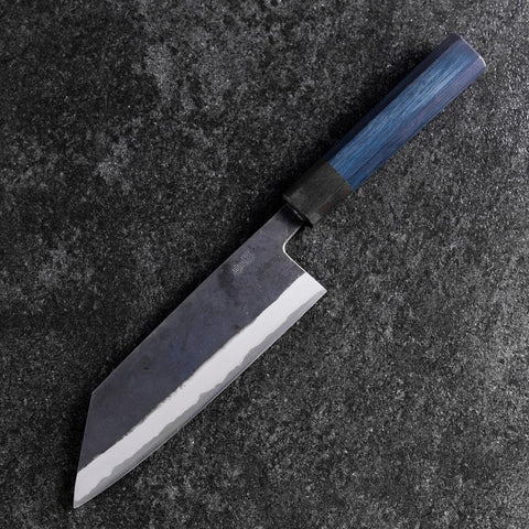 Bunka Stainless Clad Blue Steel #2 Kurouchi Blue Urushi Handle 170mm-[Musashi]-[Japanese-Kitchen-Knives]