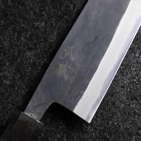 Bunka Stainless Clad Blue Steel #2 Kurouchi Blue Urushi Handle 170mm-[Musashi]-[Japanese-Kitchen-Knives]