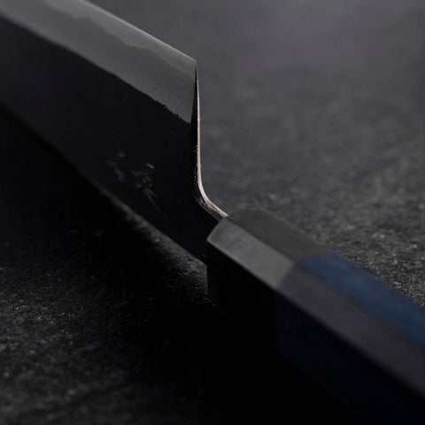 Bunka Stainless Clad Blue Steel #2 Kurouchi Blue Urushi Handle 170mm-[Musashi]-[Japanese-Kitchen-Knives]