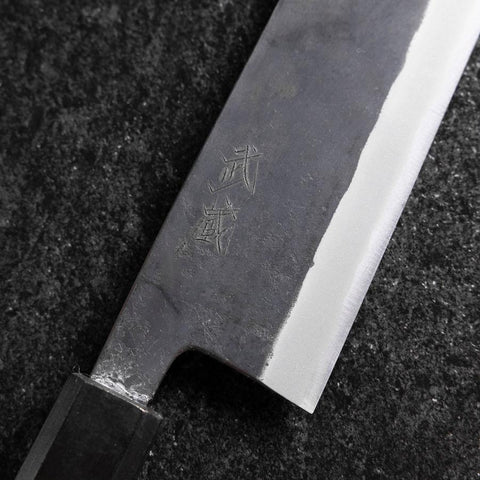 Bunka Stainless Clad Blue Steel #2 Kurouchi Green Urushi Handle 170mm-[Musashi]-[Japanese-Kitchen-Knives]