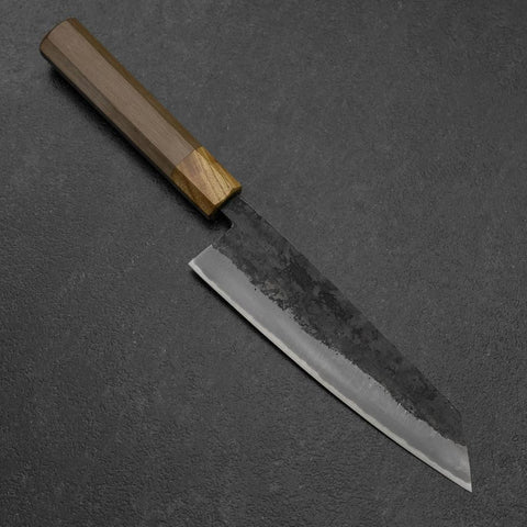 Bunka Stainless Clad Blue Steel #2 Kurouchi Walnut Zelkova Handle 180mm-[Musashi]-[Japanese-Kitchen-Knives]