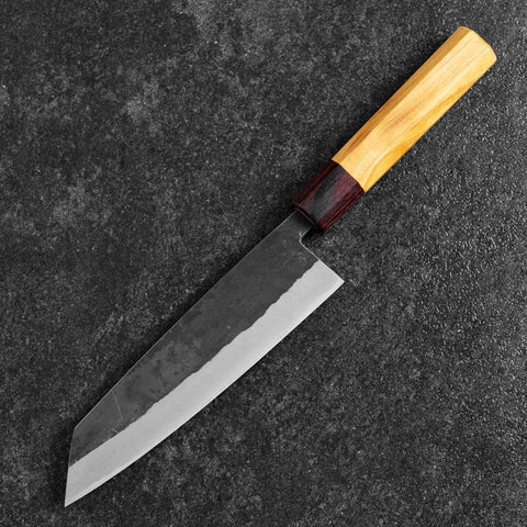 Bunka Stainless Clad Blue Steel #2 Kurouchi Zelkova Handle 180mm (7”)-[Musashi]-[Japanese-Kitchen-Knives]