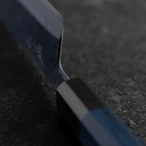 Bunka Stainless Clad Blue Super Kurouchi Blue Urushi Handle 170mm (6.7”)-[Musashi]-[Japanese-Kitchen-Knives]
