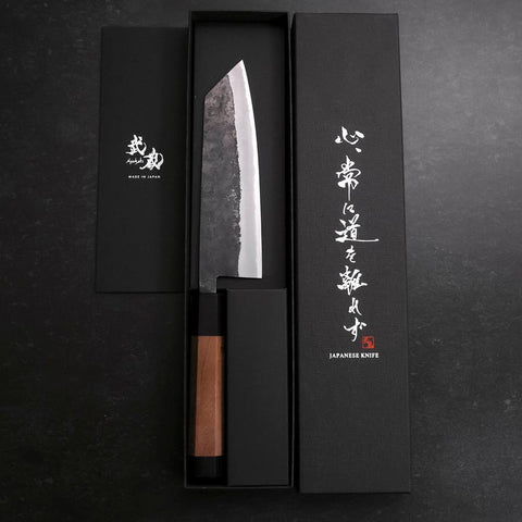 Bunka Stainless Clad Blue Steel #2 Kurouchi Walnut Handle 165mm-[Musashi]-[Japanese-Kitchen-Knives]