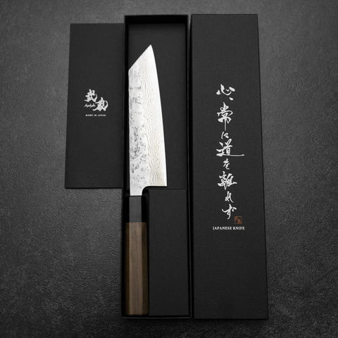 Bunka Sweden Stainless Steel Nashiji Washi Damascus Walnut Shitan Handle 170mm (6.7”)-[Musashi]-[Japanese-Kitchen-Knives]