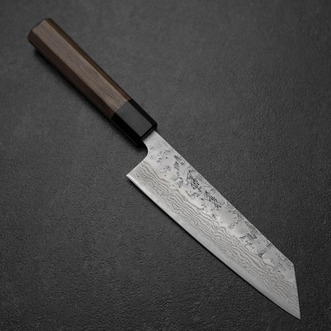 Bunka Sweden Stainless Steel Nashiji Washi Damascus Walnut Shitan Handle 170mm (6.7”)-[Musashi]-[Japanese-Kitchen-Knives]