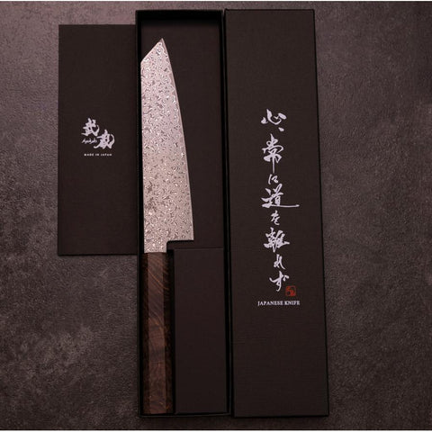 Bunka VG-10 Damascus Brown Birch Handle 180mm-[Musashi]-[Japanese-Kitchen-Knives]