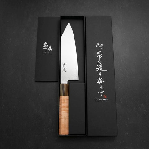 Bunka VG-10 Damascus Buffalo Light Pink Maple Handle 180mm-[Musashi]-[Japanese-Kitchen-Knives]