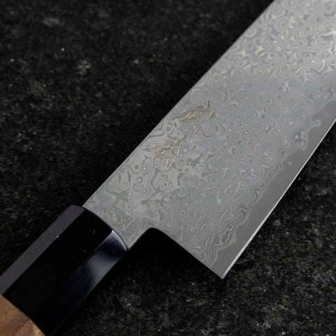 Bunka VG-10 Damascus Buffalo Walnut Handle 180mm (7”)-[Musashi]-[Japanese-Kitchen-Knives]
