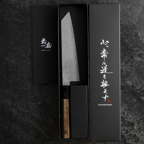 Bunka VG-10 Damascus Buffalo Walnut Handle 180mm (7”)-[Musashi]-[Japanese-Kitchen-Knives]