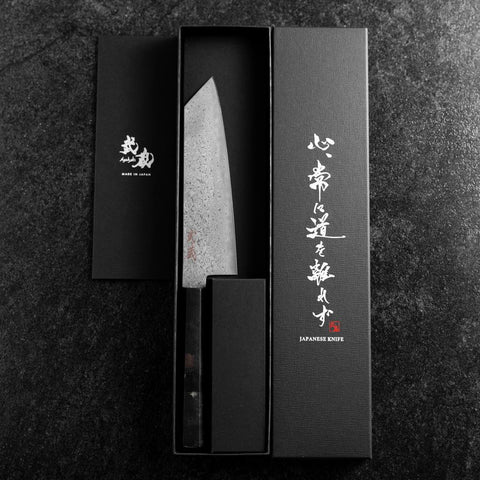 Bunka VG-10 Damascus Ocean Black Handle 165mm (6.5”)-[Musashi]-[Japanese-Kitchen-Knives]