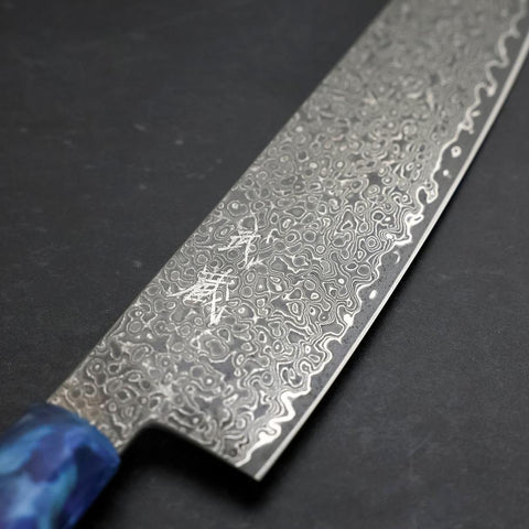 Bunka VG-10 Damascus Ocean Blue Handle 180mm (7”)-[Musashi]-[Japanese-Kitchen-Knives]