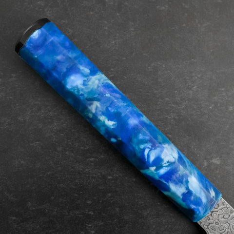 Bunka VG-10 Damascus Ocean Blue Handle 180mm (7”)-[Musashi]-[Japanese-Kitchen-Knives]