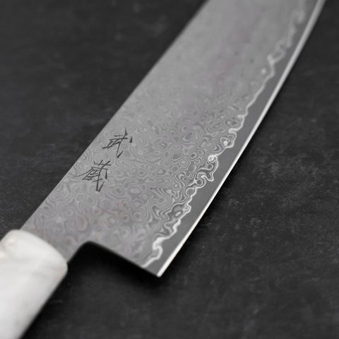 Bunka VG-10 Damascus Ocean White Black Gold Handle 165mm-[Musashi]-[Japanese-Kitchen-Knives]