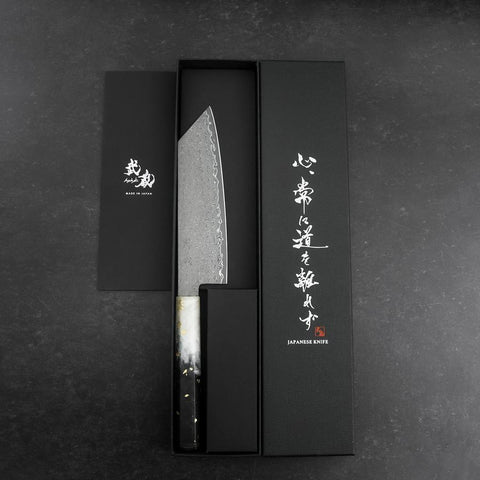 Bunka VG-10 Damascus Ocean White Black Gold Handle 165mm-[Musashi]-[Japanese-Kitchen-Knives]