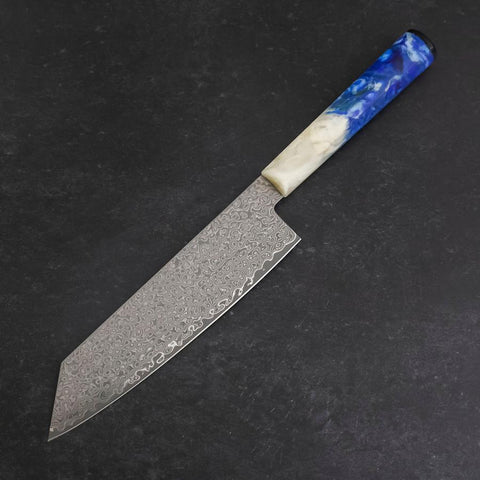 Bunka VG-10 Damascus Ocean White Blue Handle 180mm (7”)-[Musashi]-[Japanese-Kitchen-Knives]