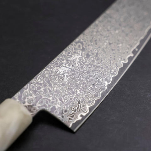 Bunka VG-10 Damascus Ocean White Blue Handle 180mm (7”)-[Musashi]-[Japanese-Kitchen-Knives]