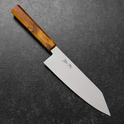 Bunka VG-10 Damascus Yellow-Brown Birch Handle 180mm (7”)-[Musashi]-[Japanese-Kitchen-Knives]