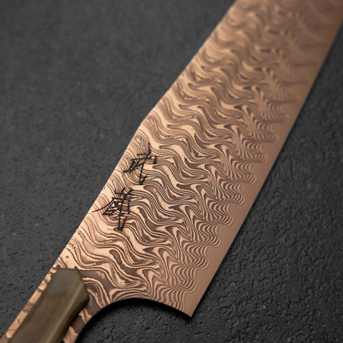 Bunka VG-10 Mirror Damascus Maple Handle 180mm - Brown (7”)-[Musashi]-[Japanese-Kitchen-Knives]