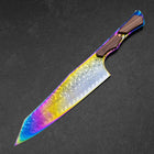 Bunka VG-10 Mirror Damascus Olive Handle 180mm - Rainbow (7”)-[Musashi]-[Japanese-Kitchen-Knives]