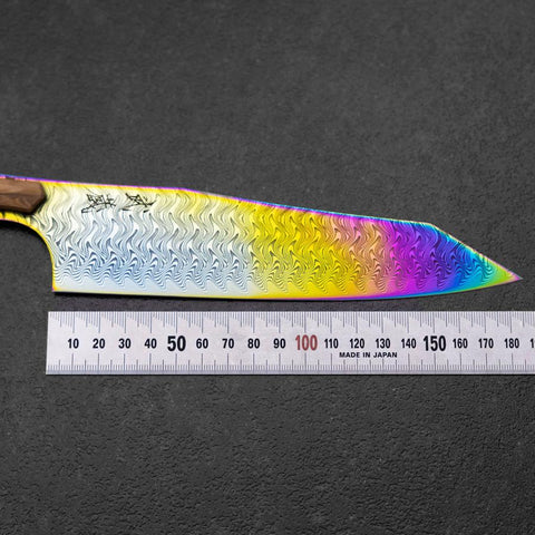 Bunka VG-10 Mirror Damascus Olive Handle 180mm - Rainbow (7”)-[Musashi]-[Japanese-Kitchen-Knives]