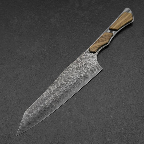 Bunka VG-10 Mirror Damascus Walnut Handle 180mm - Black (7”)-[Musashi]-[Japanese-Kitchen-Knives]