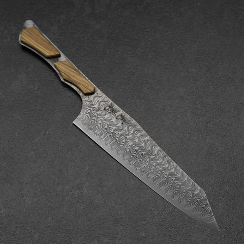 Bunka VG-10 Mirror Damascus Walnut Handle 180mm - Black (7”)-[Musashi]-[Japanese-Kitchen-Knives]