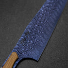 Bunka VG-10 Mirror Damascus Walnut Handle 180mm - Blue (7”)-[Musashi]-[Japanese-Kitchen-Knives]