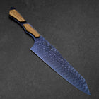 Bunka VG-10 Mirror Damascus Walnut Handle 180mm - Blue (7”)-[Musashi]-[Japanese-Kitchen-Knives]