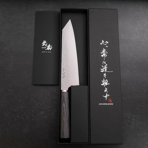 Bunka VG-10 Tsuchime Oval Charcoal Handle 180mm-[Musashi]-[Japanese-Kitchen-Knives]