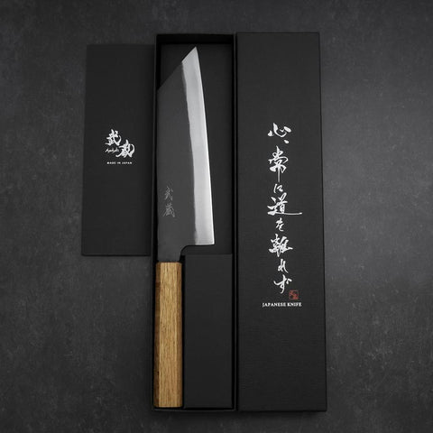 Bunka White Steel #2 Kurouchi Oak Handle 190mm (7.5”)-[Musashi]-[Japanese-Kitchen-Knives]