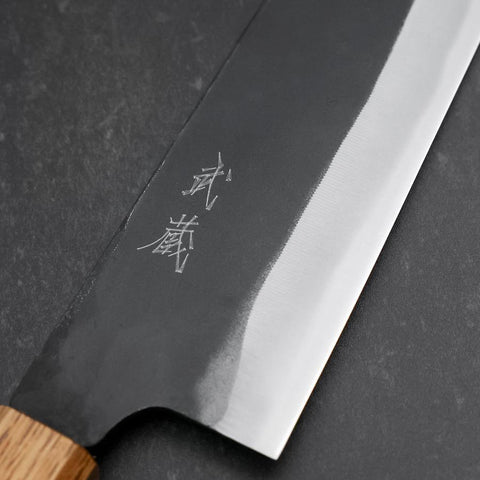 Bunka White Steel #2 Kurouchi Yaki Urushi Handle 190mm (7.5”)-[Musashi]-[Japanese-Kitchen-Knives]