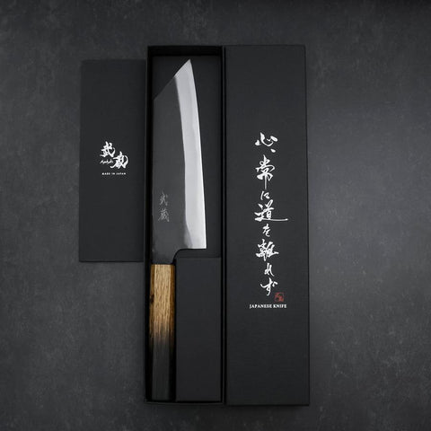 Bunka White Steel #2 Kurouchi Yaki Urushi Handle 190mm (7.5”)-[Musashi]-[Japanese-Kitchen-Knives]