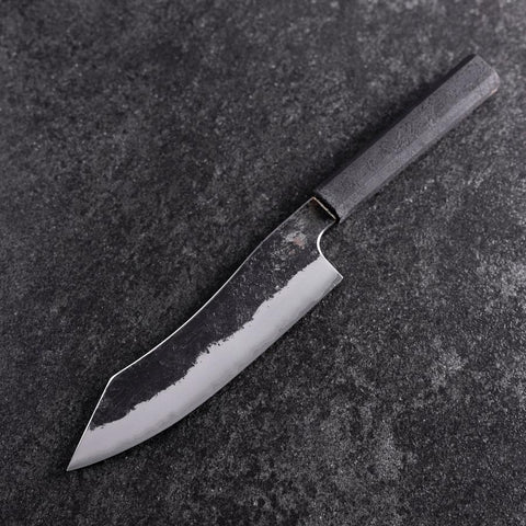 Bunka White Steel #2 Stainless Clad Kurouchi Black Ishime Urushi Handle 180mm-[Musashi]-[Japanese-Kitchen-Knives]