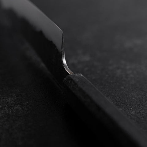 Bunka White Steel #2 Stainless Clad Kurouchi Black Ishime Urushi Handle 180mm-[Musashi]-[Japanese-Kitchen-Knives]