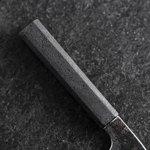 Bunka White Steel #2 Stainless Clad Kurouchi Black Ishime Urushi Handle 180mm-[Musashi]-[Japanese-Kitchen-Knives]