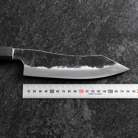 Bunka White Steel #2 Stainless Clad Kurouchi Black Ishime Urushi Handle 180mm-[Musashi]-[Japanese-Kitchen-Knives]