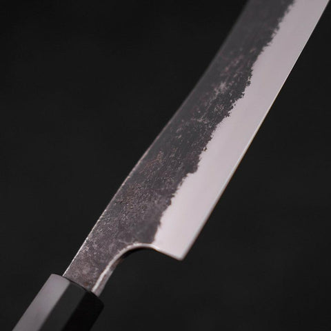 Bunka White Steel #2 Stainless Clad Kurouchi Buffalo Teak Handle 180mm-[Musashi]-[Japanese-Kitchen-Knives]